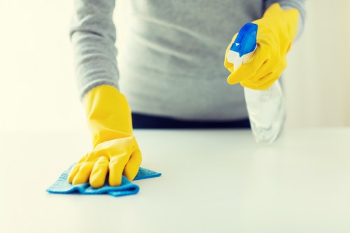 Emergency readiness during carpet cleaning with spill and hazard response measures